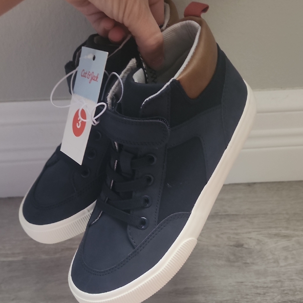 Cat & Jack Black and Brown Sneakers with Leather Accents